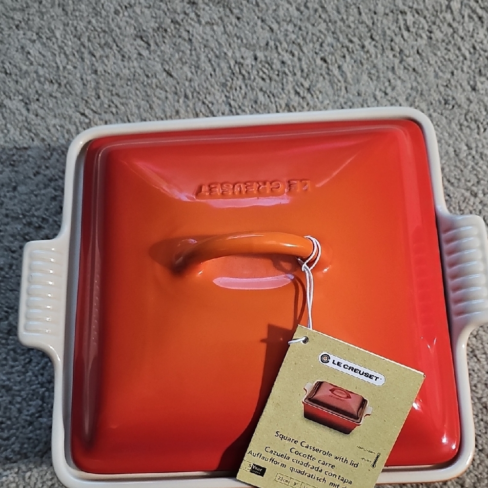 NWT Le Creuset Flame Casserole Dish With Lid